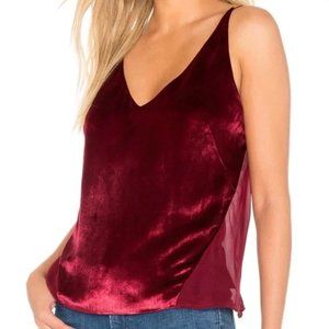J Brand Luci Velvet Maroon Cami Tank, Small